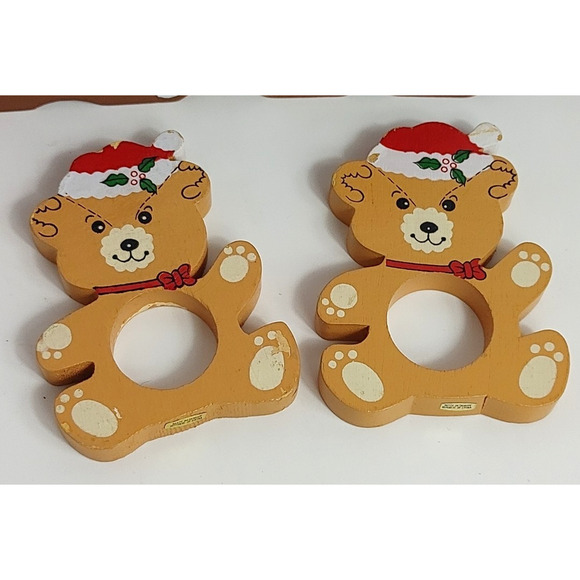 11 + 2 Vintage Wooden Painted Holiday Christmas Bear Napkin Holders READ - Picture 7 of 7